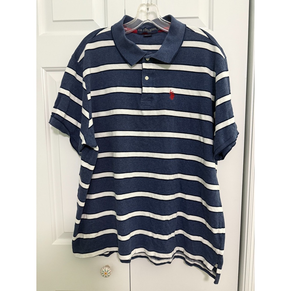 US Polo Association Mens Size XXL Polo Shirt Short Sleeve Striped Collared